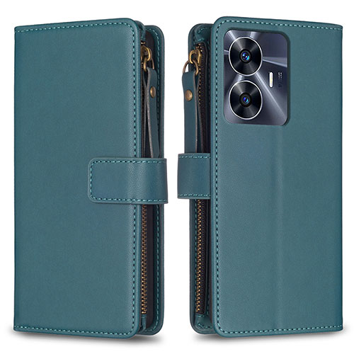 Leather Case Stands Flip Cover Holder B01F for Realme Narzo N55 Green