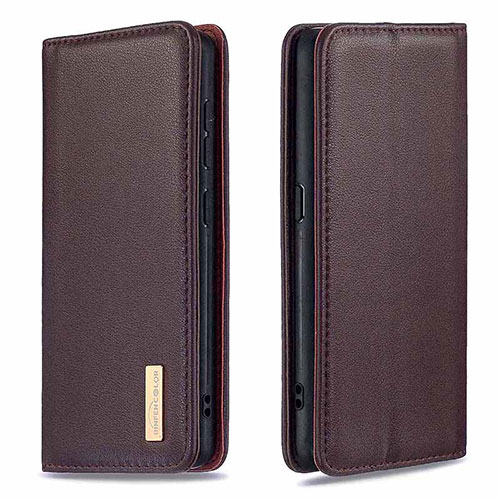 Leather Case Stands Flip Cover Holder B01F for Samsung Galaxy A01 SM-A015 Brown