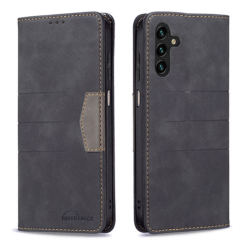 Leather Case Stands Flip Cover Holder B01F for Samsung Galaxy A04s Black