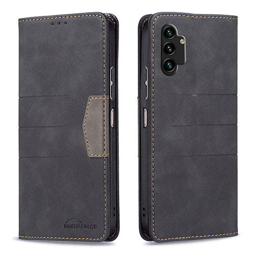 Leather Case Stands Flip Cover Holder B01F for Samsung Galaxy A13 4G Black