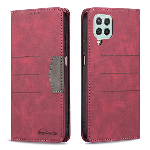 Leather Case Stands Flip Cover Holder B01F for Samsung Galaxy A22 4G Red