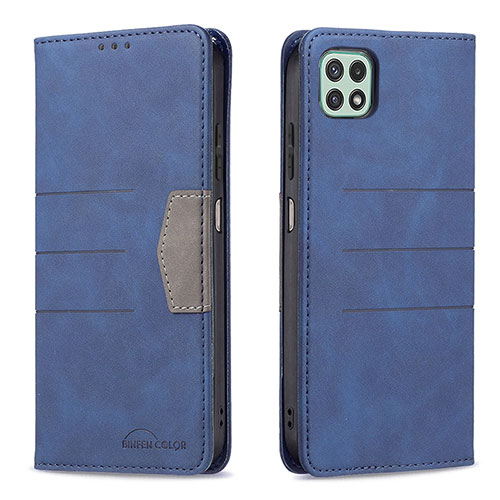 Leather Case Stands Flip Cover Holder B01F for Samsung Galaxy A22s 5G Blue