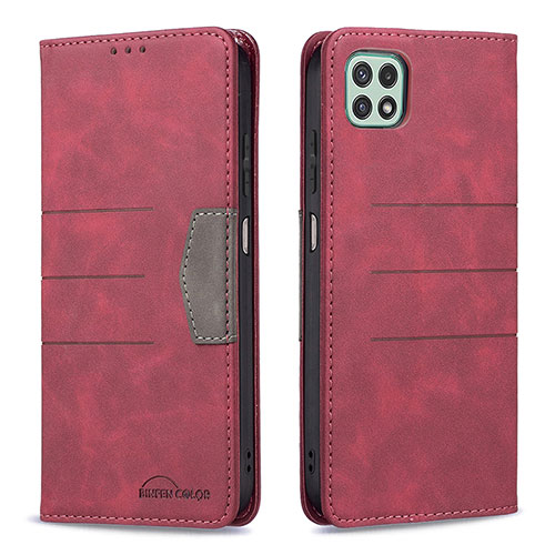 Leather Case Stands Flip Cover Holder B01F for Samsung Galaxy A22s 5G Red