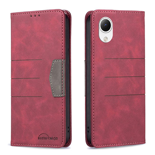 Leather Case Stands Flip Cover Holder B01F for Samsung Galaxy A23 5G SC-56C Red