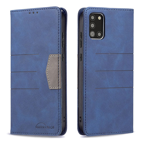 Leather Case Stands Flip Cover Holder B01F for Samsung Galaxy A31 Blue