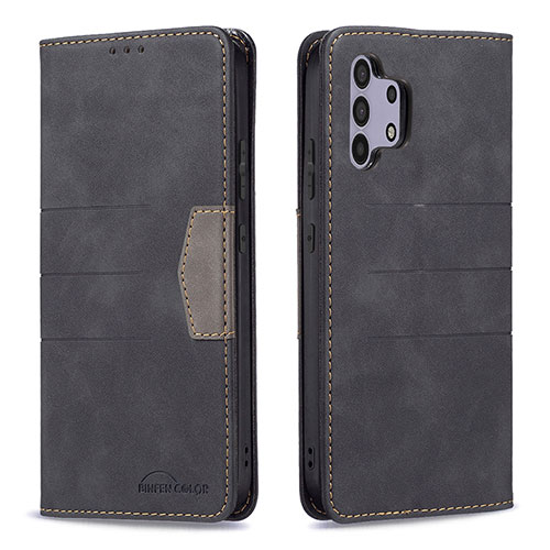 Leather Case Stands Flip Cover Holder B01F for Samsung Galaxy A32 4G Black