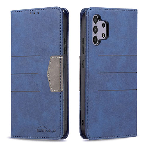 Leather Case Stands Flip Cover Holder B01F for Samsung Galaxy A32 4G Blue