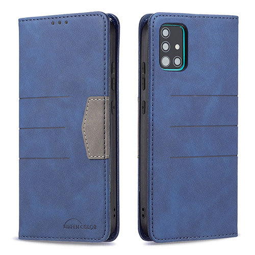 Leather Case Stands Flip Cover Holder B01F for Samsung Galaxy A51 5G Blue