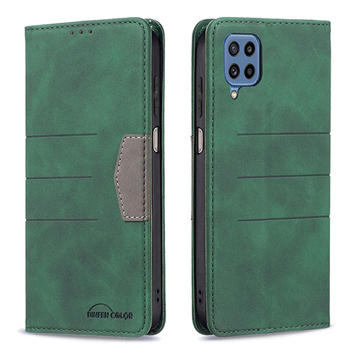 Leather Case Stands Flip Cover Holder B01F for Samsung Galaxy M32 4G Green