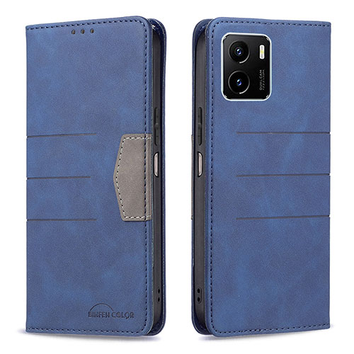 Leather Case Stands Flip Cover Holder B01F for Vivo Y32t Blue