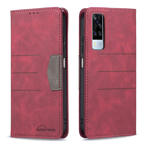 Leather Case Stands Flip Cover Holder B01F for Vivo Y53s NFC Red