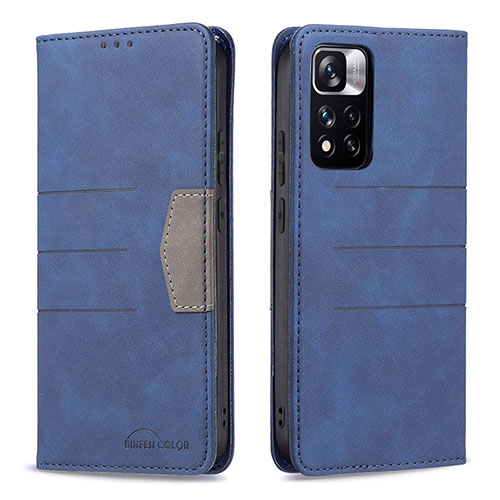 Leather Case Stands Flip Cover Holder B01F for Xiaomi Mi 11i 5G (2022) Blue