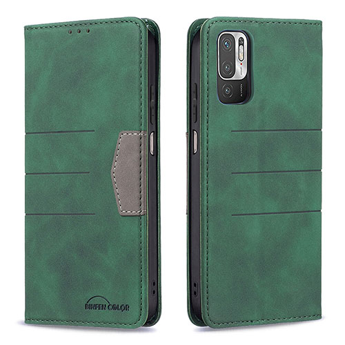 Leather Case Stands Flip Cover Holder B01F for Xiaomi POCO M3 Pro 5G Green