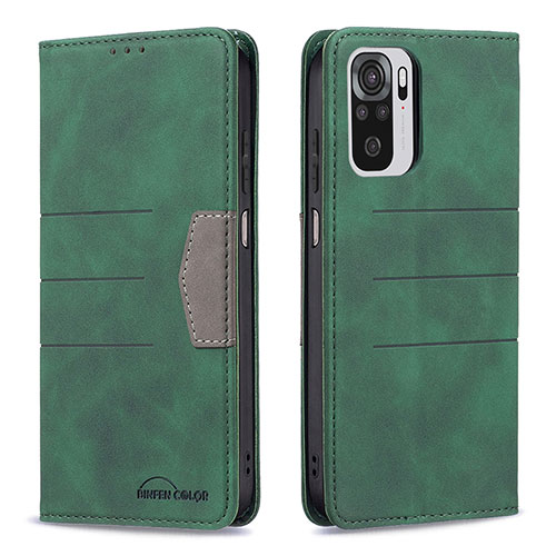 Leather Case Stands Flip Cover Holder B01F for Xiaomi Poco M5S Green