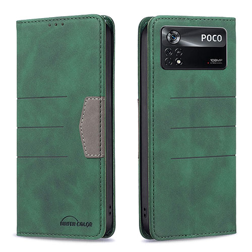 Leather Case Stands Flip Cover Holder B01F for Xiaomi Redmi Note 11E Pro 5G Green