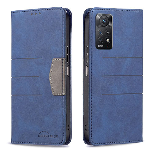 Leather Case Stands Flip Cover Holder B01F for Xiaomi Redmi Note 12 Pro 4G Blue