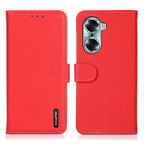 Leather Case Stands Flip Cover Holder B01H for Huawei Honor 60 5G Red