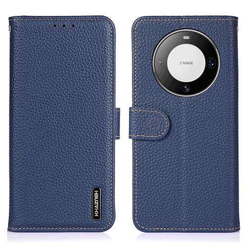 Leather Case Stands Flip Cover Holder B01H for Huawei Mate 60 Pro+ Plus Blue