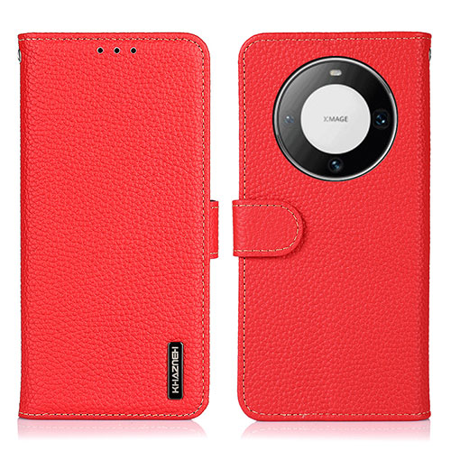 Leather Case Stands Flip Cover Holder B01H for Huawei Mate 60 Pro+ Plus Red