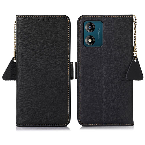 Leather Case Stands Flip Cover Holder B01H for Motorola Moto E13 Black