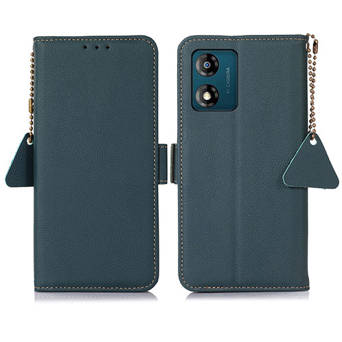 Leather Case Stands Flip Cover Holder B01H for Motorola Moto E13 Green