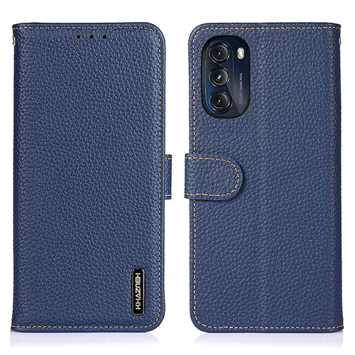 Leather Case Stands Flip Cover Holder B01H for Motorola Moto G 5G (2022) Blue