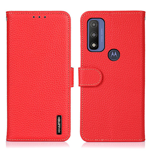 Leather Case Stands Flip Cover Holder B01H for Motorola Moto G Pure Red