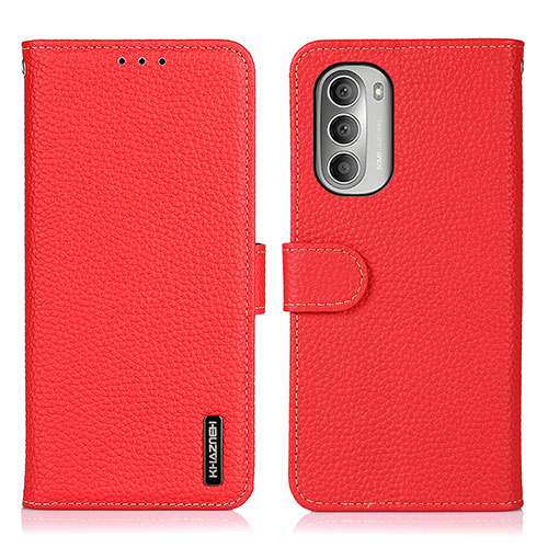 Leather Case Stands Flip Cover Holder B01H for Motorola Moto G Stylus (2022) 4G Red