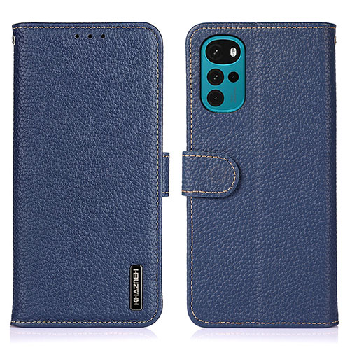 Leather Case Stands Flip Cover Holder B01H for Motorola Moto G22 Blue