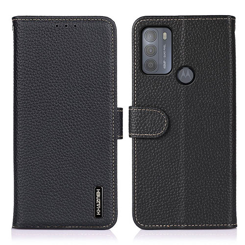 Leather Case Stands Flip Cover Holder B01H for Motorola Moto G50 Black