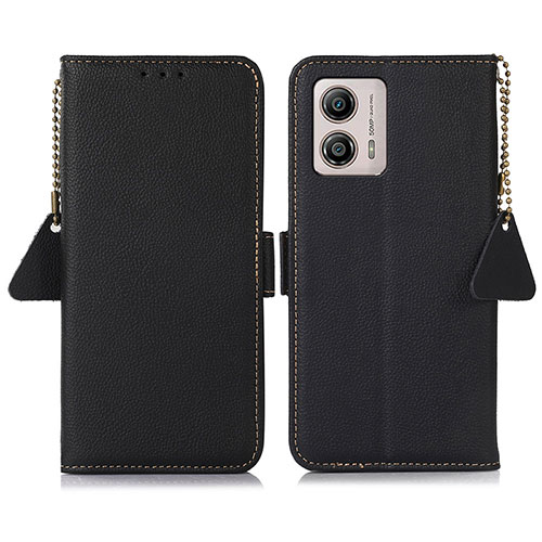 Leather Case Stands Flip Cover Holder B01H for Motorola Moto G53 5G Black