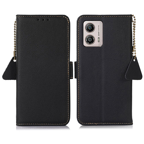 Leather Case Stands Flip Cover Holder B01H for Motorola Moto G53j 5G Black