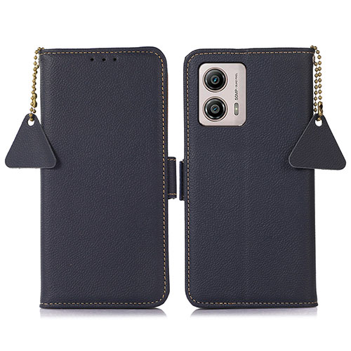 Leather Case Stands Flip Cover Holder B01H for Motorola Moto G53y 5G Blue