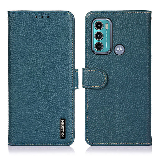 Leather Case Stands Flip Cover Holder B01H for Motorola Moto G60 Green