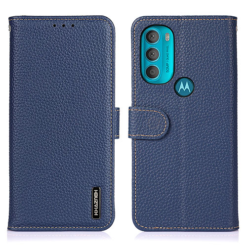 Leather Case Stands Flip Cover Holder B01H for Motorola Moto G71 5G Blue