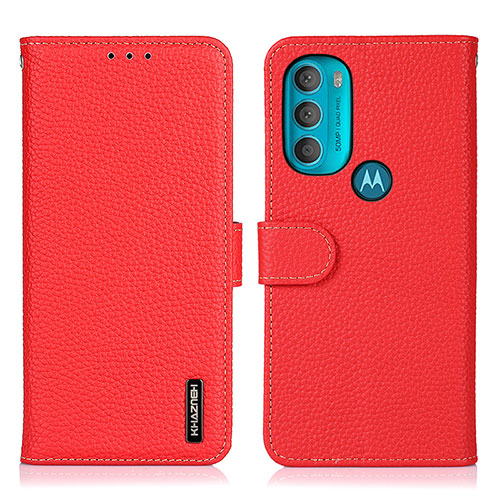 Leather Case Stands Flip Cover Holder B01H for Motorola Moto G71 5G Red