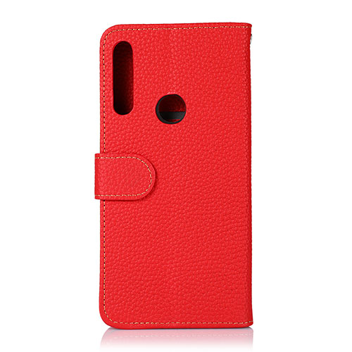 Leather Case Stands Flip Cover Holder B01H for Motorola Moto One Fusion Plus Red