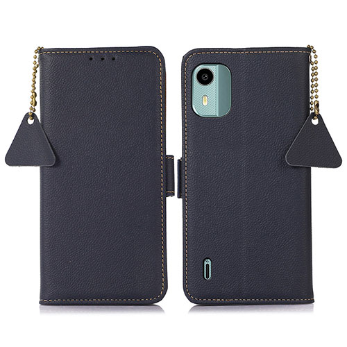 Leather Case Stands Flip Cover Holder B01H for Nokia C12 Plus Blue