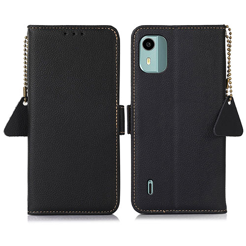 Leather Case Stands Flip Cover Holder B01H for Nokia C12 Pro Black