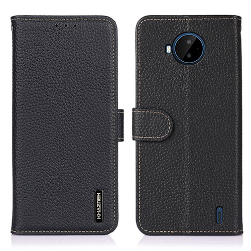 Leather Case Stands Flip Cover Holder B01H for Nokia C20 Plus Black