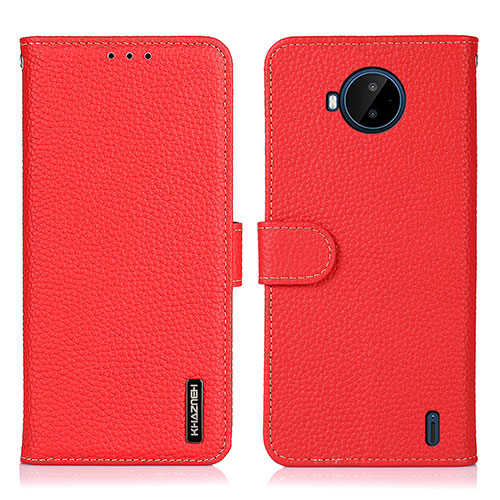 Leather Case Stands Flip Cover Holder B01H for Nokia C20 Plus Red