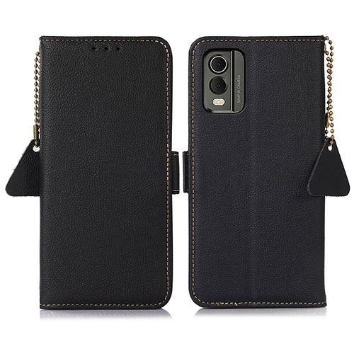 Leather Case Stands Flip Cover Holder B01H for Nokia C210 Black