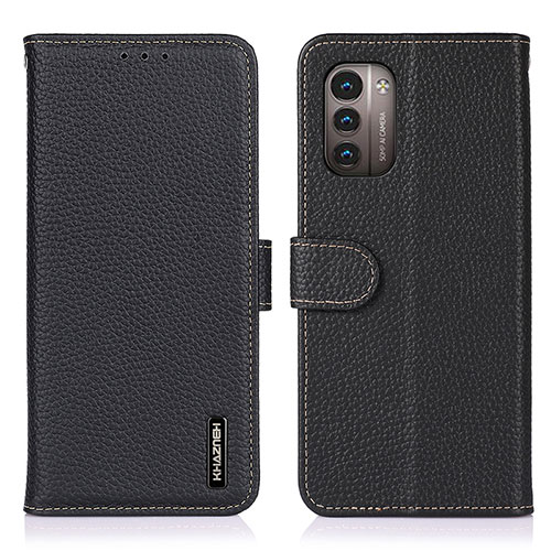 Leather Case Stands Flip Cover Holder B01H for Nokia G11 Black