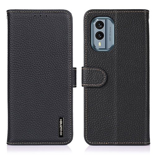 Leather Case Stands Flip Cover Holder B01H for Nokia X30 5G Black