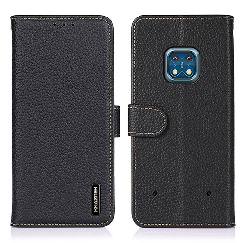Leather Case Stands Flip Cover Holder B01H for Nokia XR20 Black