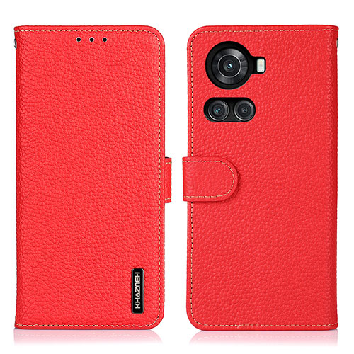 Leather Case Stands Flip Cover Holder B01H for OnePlus 10R 5G Red