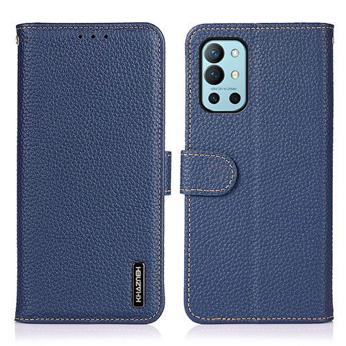 Leather Case Stands Flip Cover Holder B01H for OnePlus 9R 5G Blue