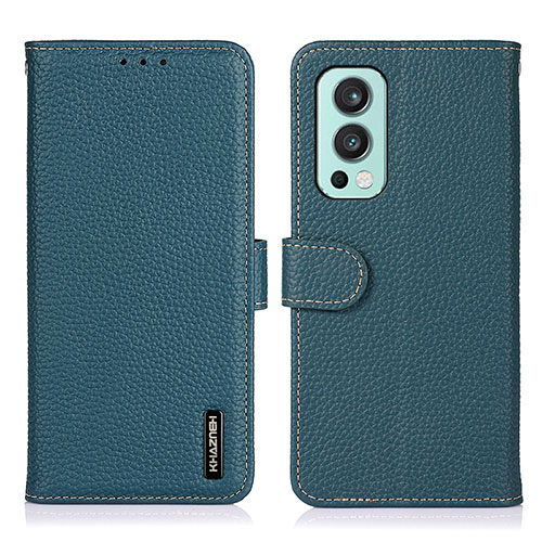 Leather Case Stands Flip Cover Holder B01H for OnePlus Nord 2 5G Green