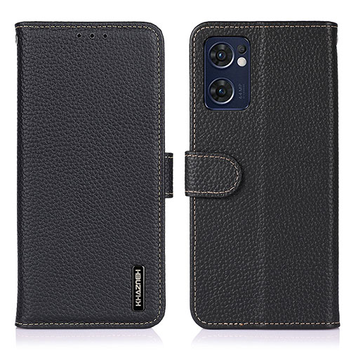 Leather Case Stands Flip Cover Holder B01H for OnePlus Nord CE 2 5G Black