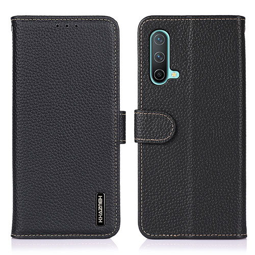 Leather Case Stands Flip Cover Holder B01H for OnePlus Nord CE 5G Black